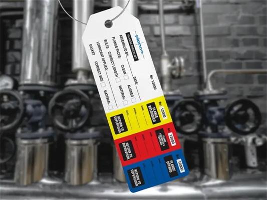 Flange Tag PVC Rectangle Double Side Printing Multi Stages Safety Tag for Warning